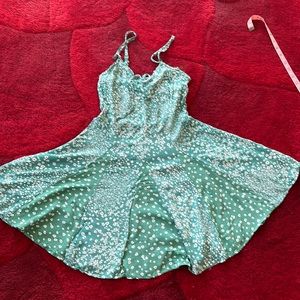 Green floral mini dress